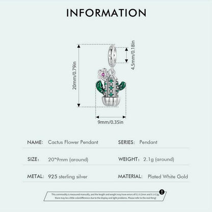 Cactus Flower Pendant Charm