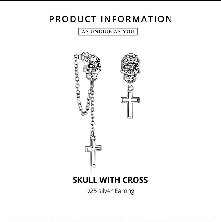 Skull Cross Hoop Earrings