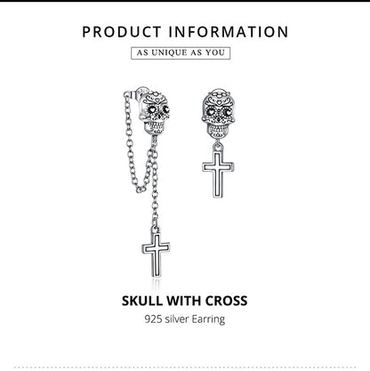 Skull Cross Hoop Earrings