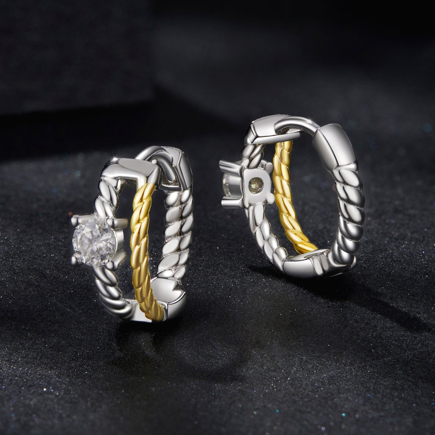 Two-Tone Moissanite Ear Climbers