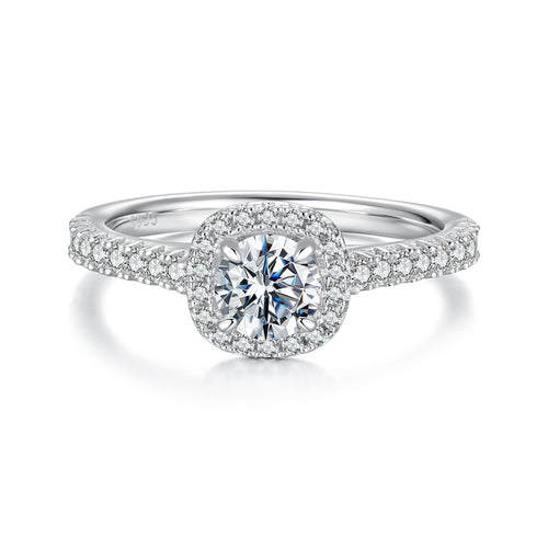 Square Halo Moissanite Ring
