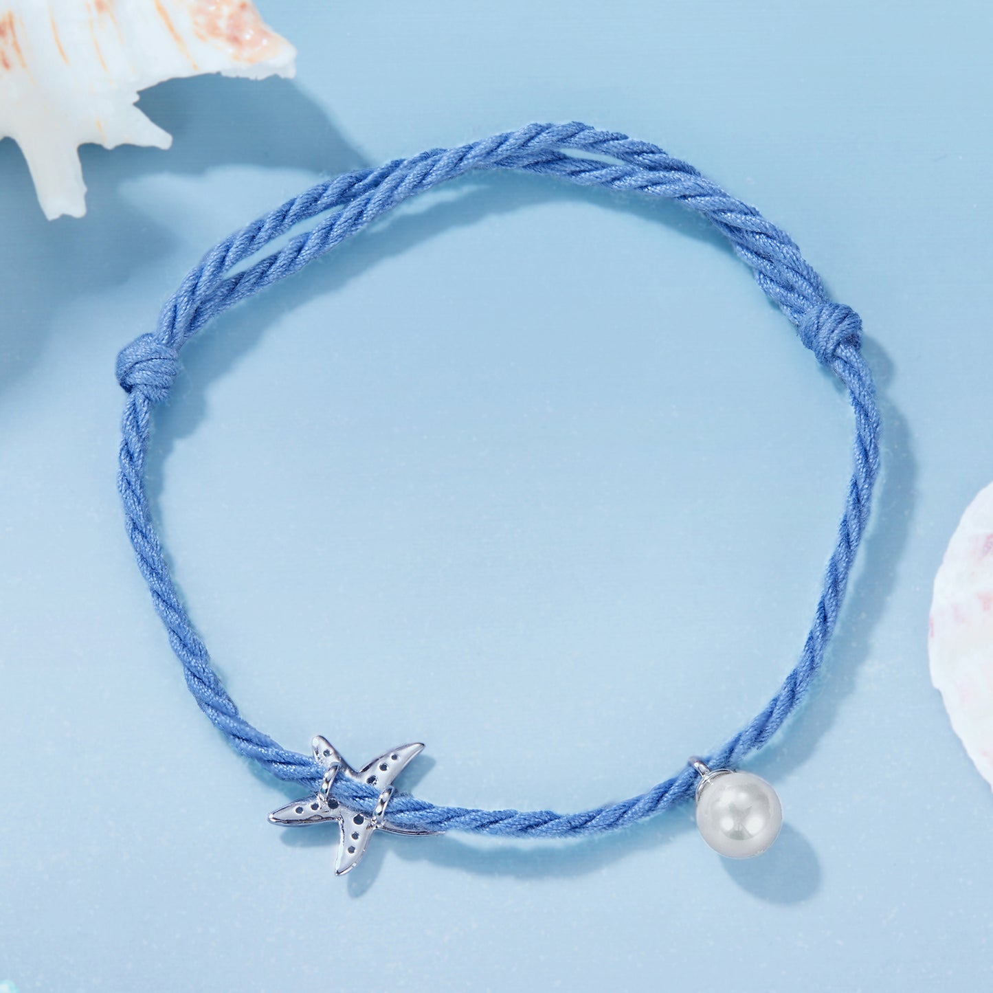 Starfish Shell Beaded Cord Bracelet