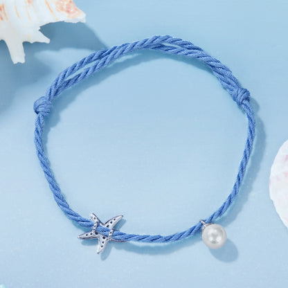 Starfish Shell Beaded Cord Bracelet