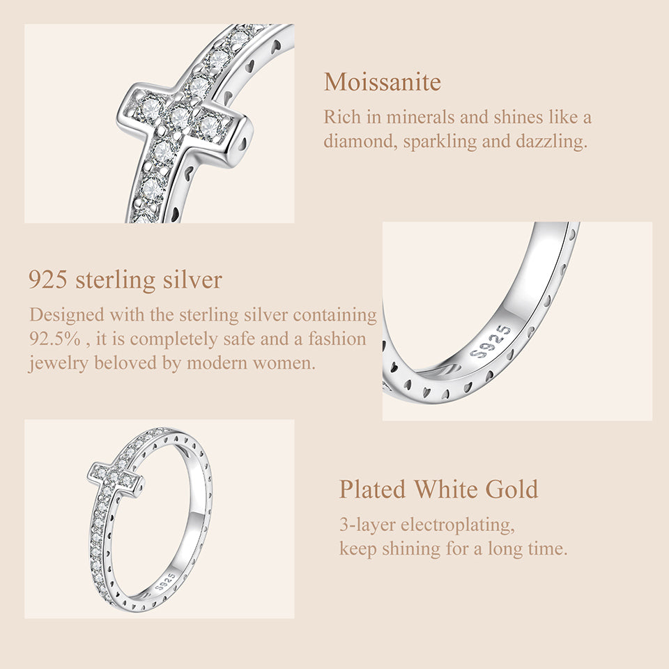 Cross Moissanite Ring