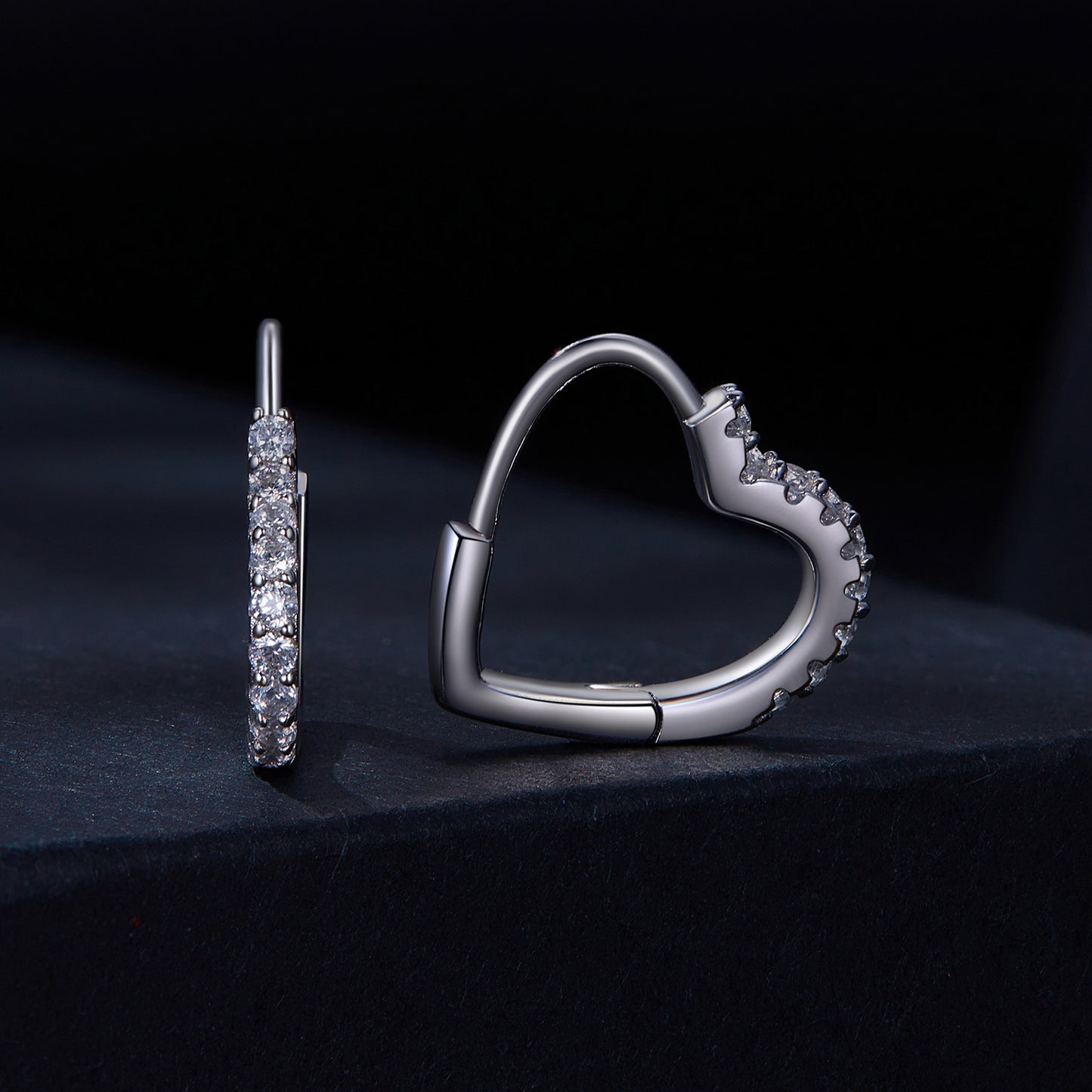 Heart-Shaped Moissanite Ear Climbers