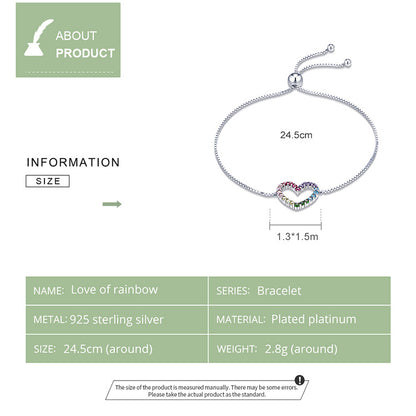 Rainbow Heart Charm Bracelet