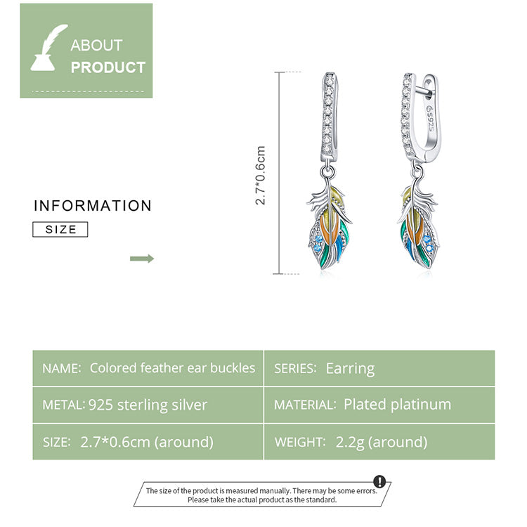 Colorful Feather Clip-On Earrings
