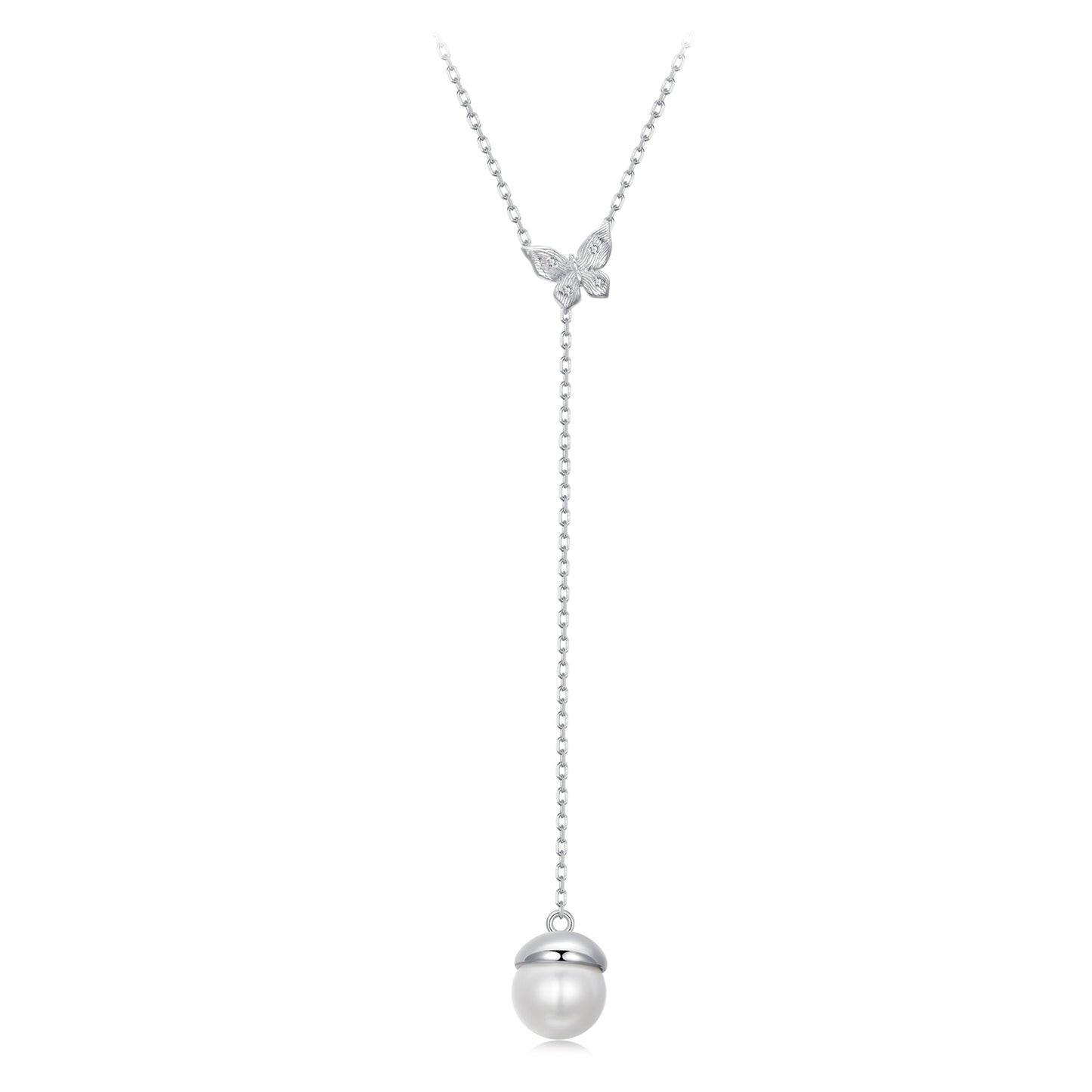 Butterfly and Pearl Necklace