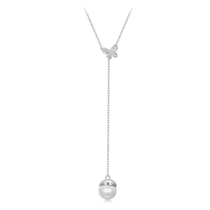 Butterfly and Pearl Necklace