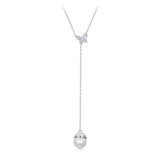 Butterfly and Pearl Necklace