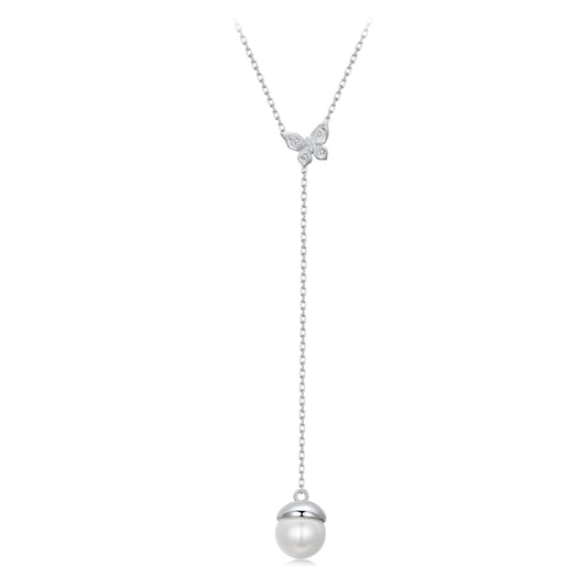 Butterfly and Pearl Necklace