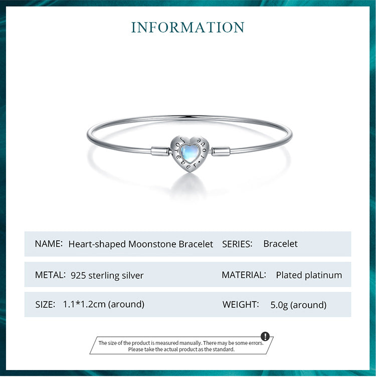 Heart-Shaped Moonstone Bangle