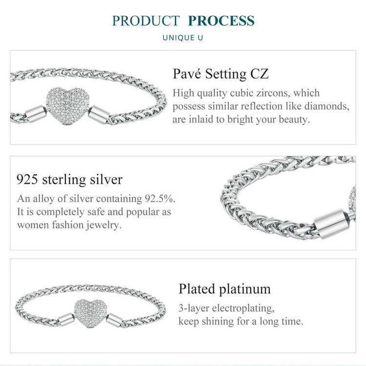 Sparkling Heart-Shaped Basic Bracelet