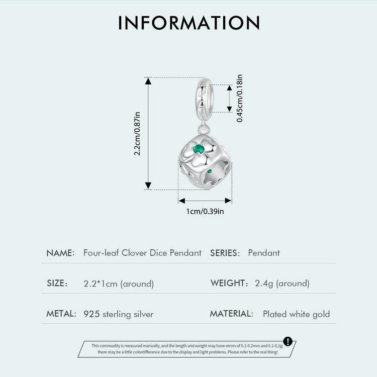 Four-leaf Clover Dice Pendant Charm