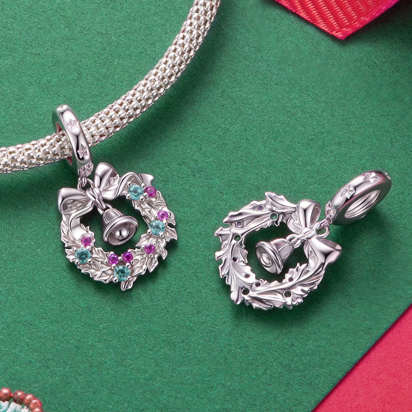 Christmas Wreath Pendant Charm