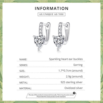 Sparkling Heart Clip Earrings