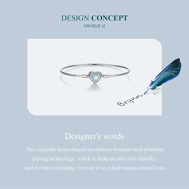 Heart-Shaped Moonstone Bangle