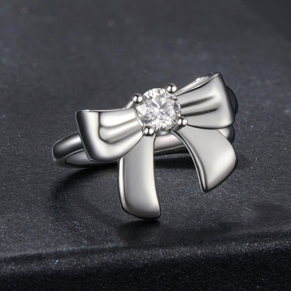 Bow Design Moissanite Ear Cuffs