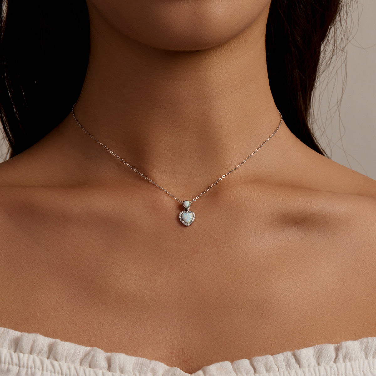 Opalized Heart Pendant Necklace