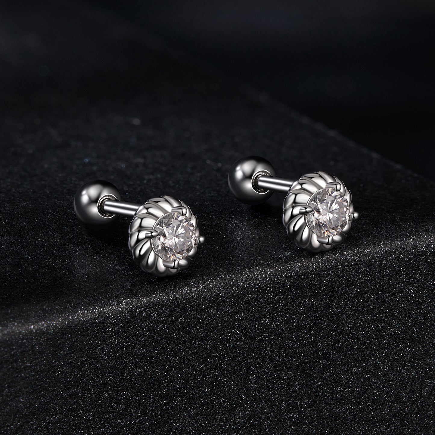 Spiral Ball Moissanite Studs (Round)