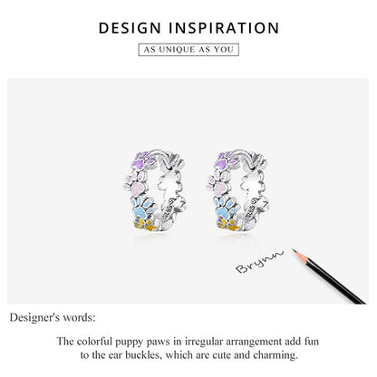 Colorful Paw Stud Earrings