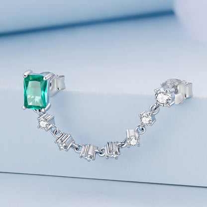 Double-piercing Chain Stud Earrings