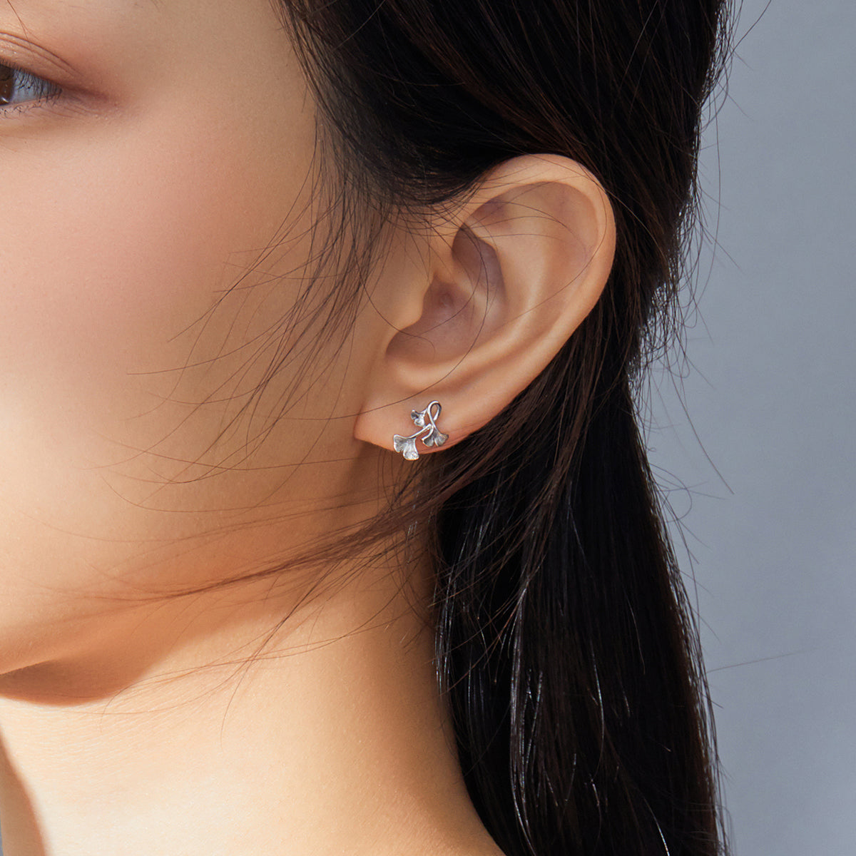 Ginkgo Leaf Hoop Earrings