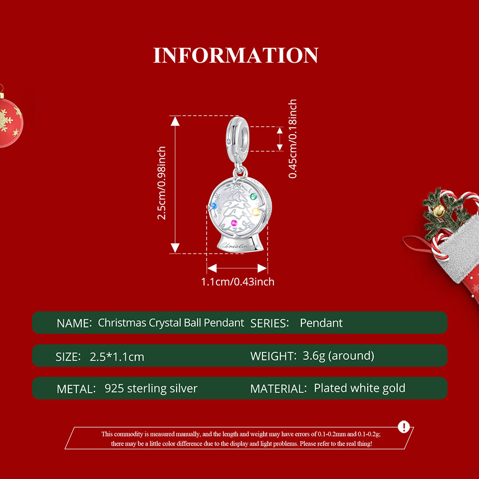 Christmas Crystal Ball Pendant  Charm
