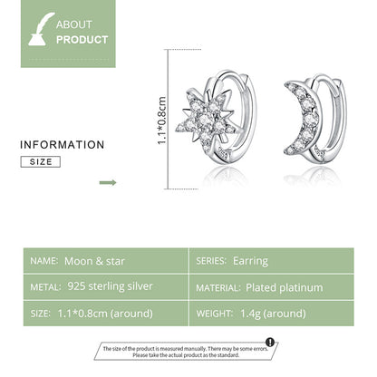 Star Moon Stud Earrings