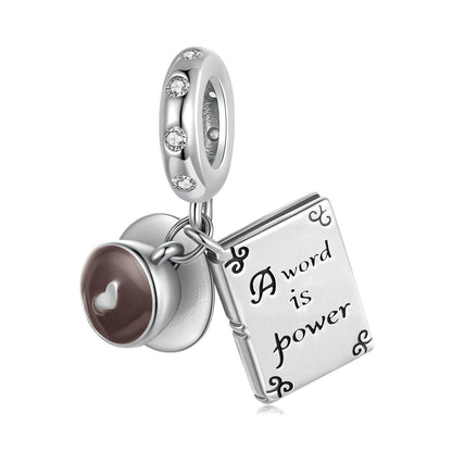 Coffee and Book Pendant Charm