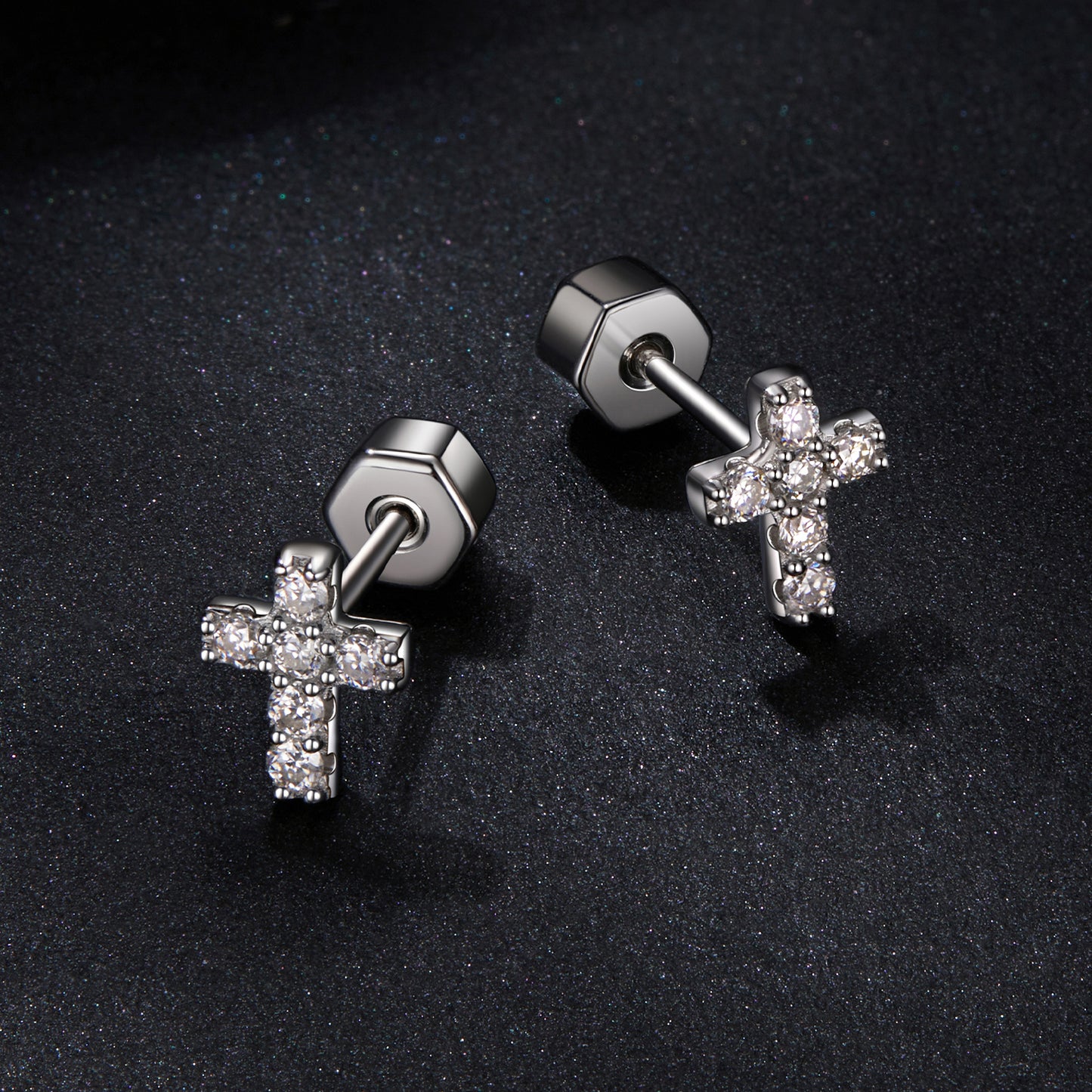 Cross Design Moissanite Studs