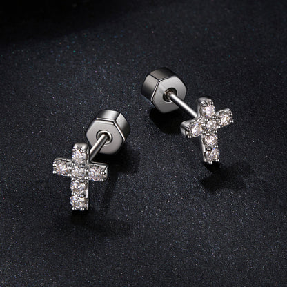 Cross Design Moissanite Studs