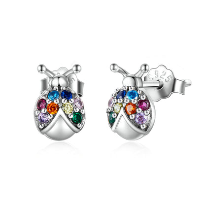 Iridescent Beetle Stud Earrings