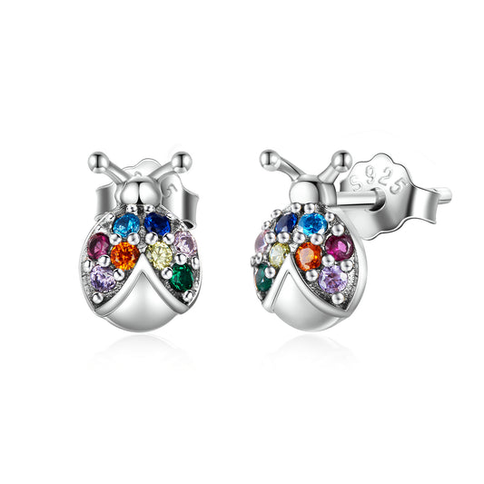 Iridescent Beetle Stud Earrings