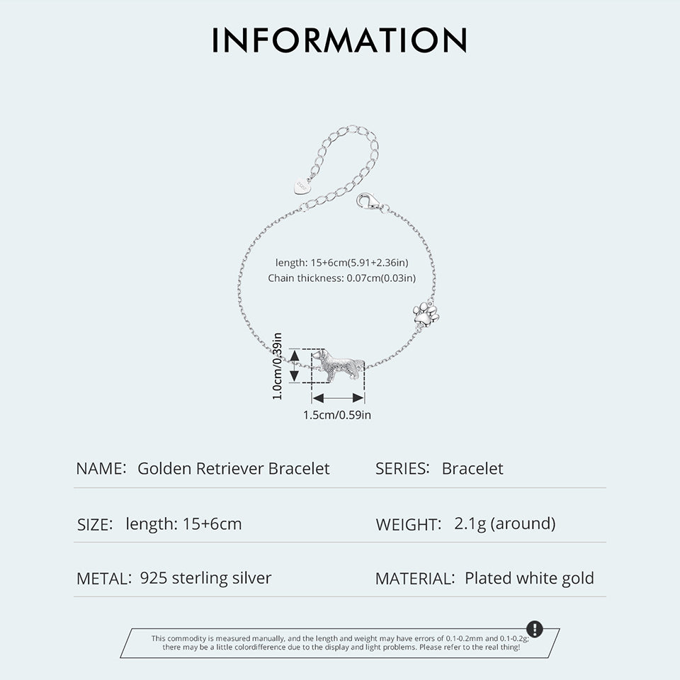 Golden Retriever Paw Charm Bracelet