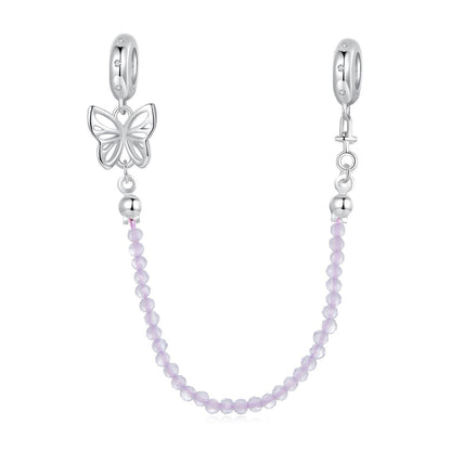 Purple Cat's Eye Safety Chain Charm