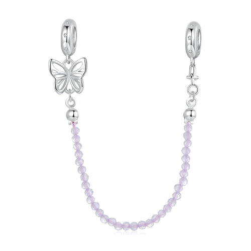 Purple Cat's Eye Safety Chain Charm