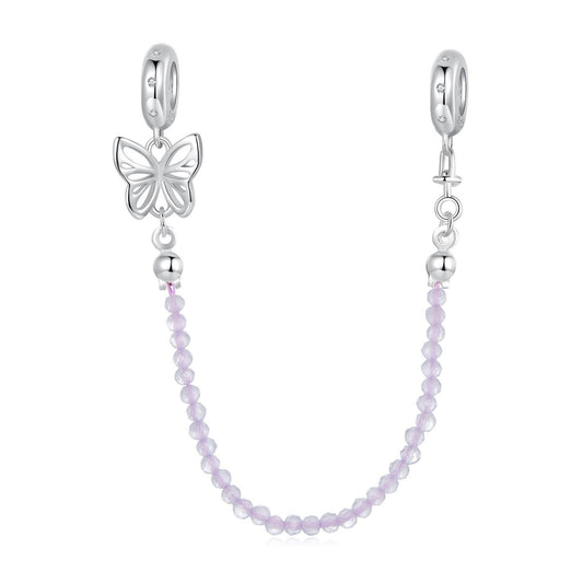Purple Cat's Eye Safety Chain Charm