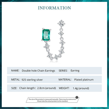 Double-piercing Chain Stud Earrings