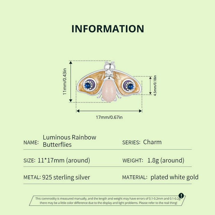 Luminous Rainbow Butterflies Charm
