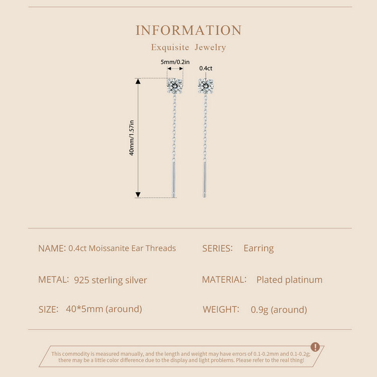 0.4ct Moissanite Threader Earrings