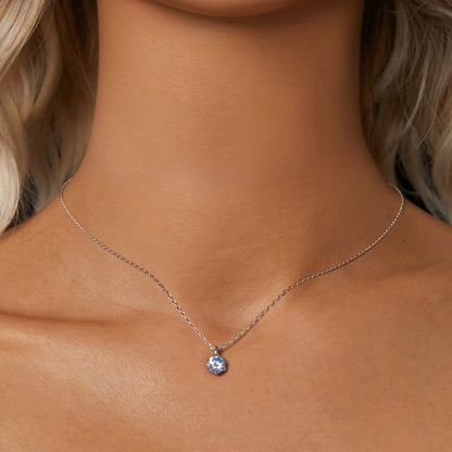 1ct Blue Moissanite Necklace