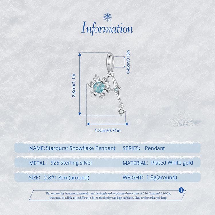 Starburst Snowflake Pendant Charm