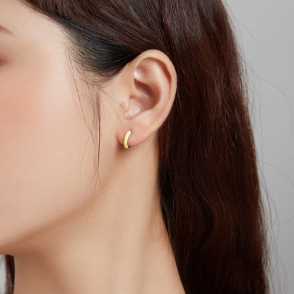 Dual-Tone Clip-On Earrings-Yellow