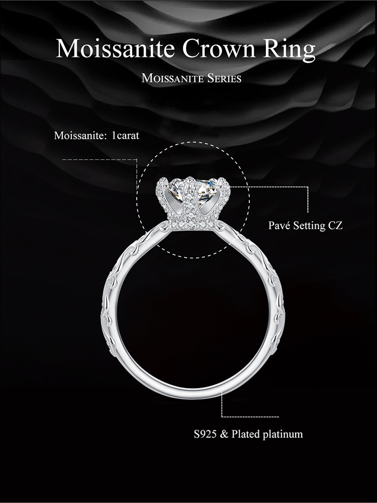 Crown Design Moissanite Ring