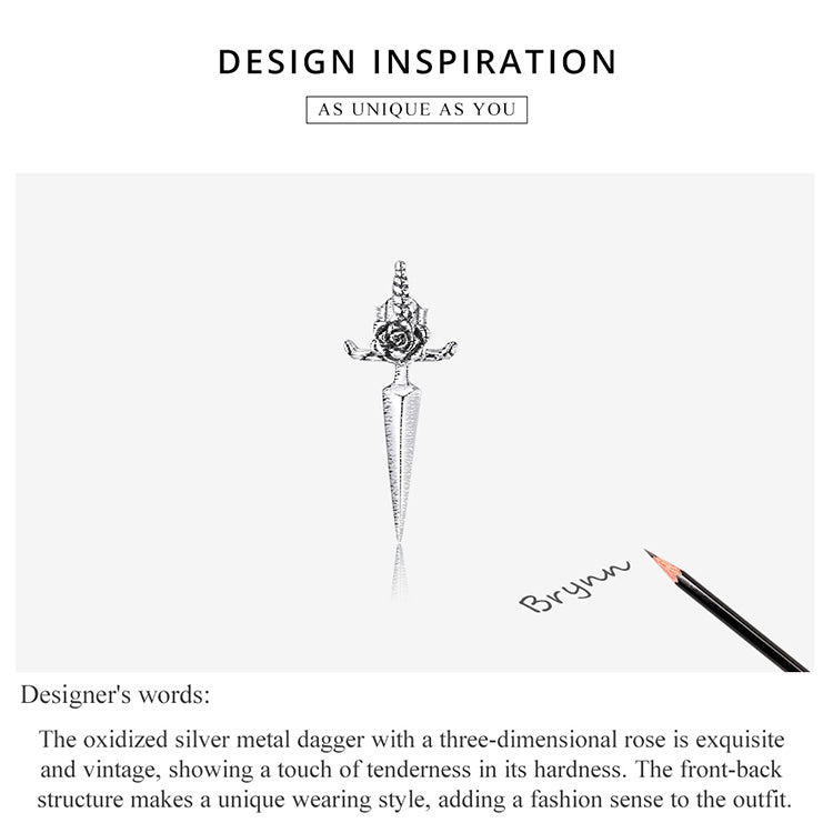 Rose Dagger Stud Earrings