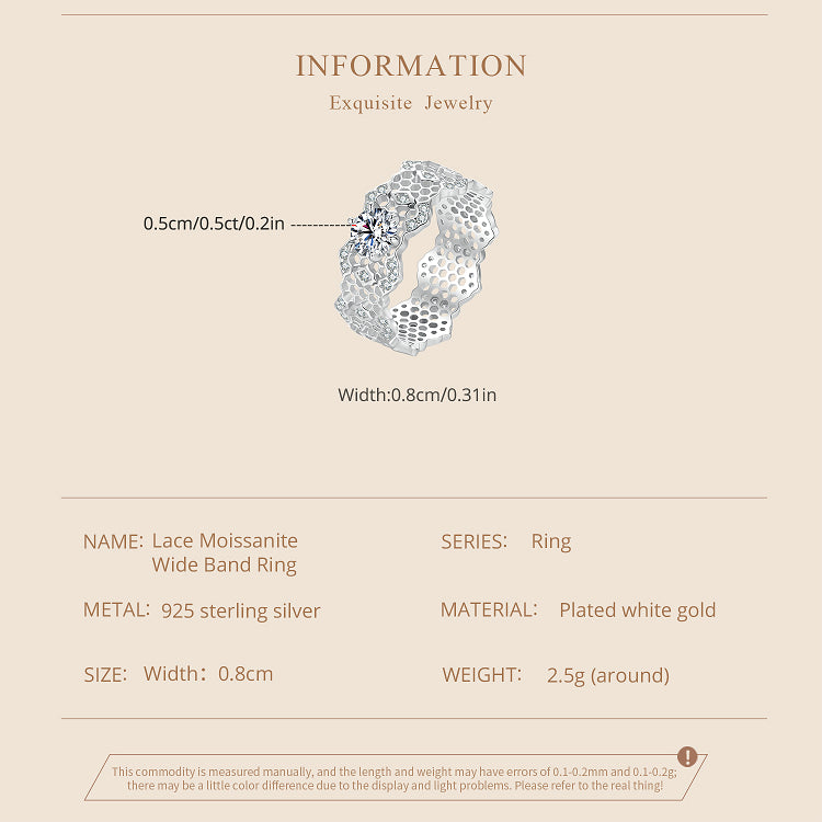 Lace-Inspired Wide Moissanite Ring
