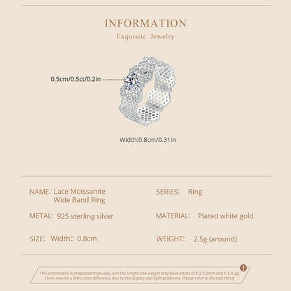 Lace-Inspired Wide Moissanite Ring