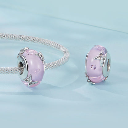 Pink Glass Butterfly Charm