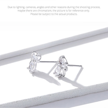 Square Gemstone Cat Stud Earrings